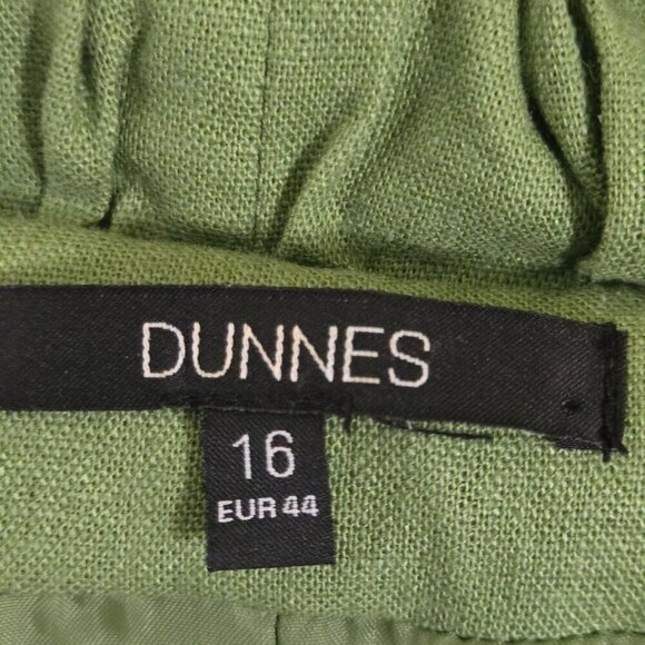 Dunner Vintage Linen Blend Green Ruffled Tie Top Size 16 - Picture 7 of 9